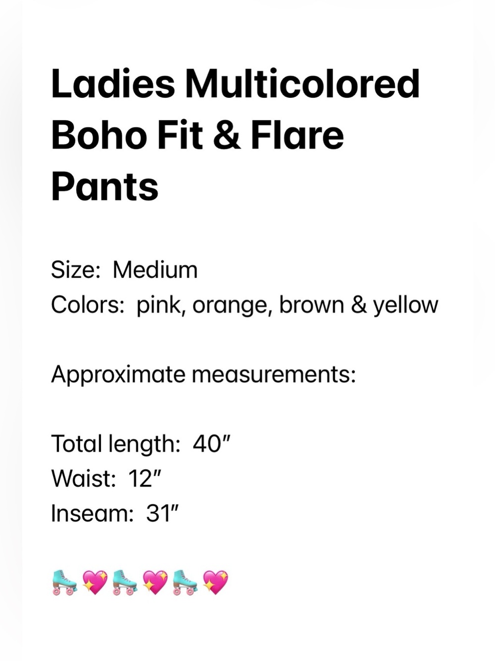 Boho Fit n Flare Pants Medium - Picture 8 of 8